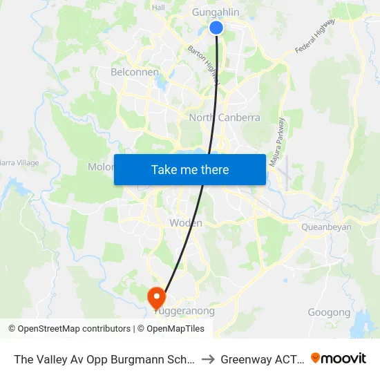 The Valley Av Opp Burgmann School Valley Campus to Greenway ACT Australia map