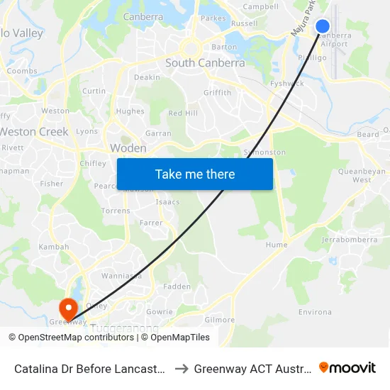 Catalina Dr Before Lancaster Pl to Greenway ACT Australia map
