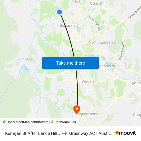 Kerrigan St After Lance Hill Av to Greenway ACT Australia map