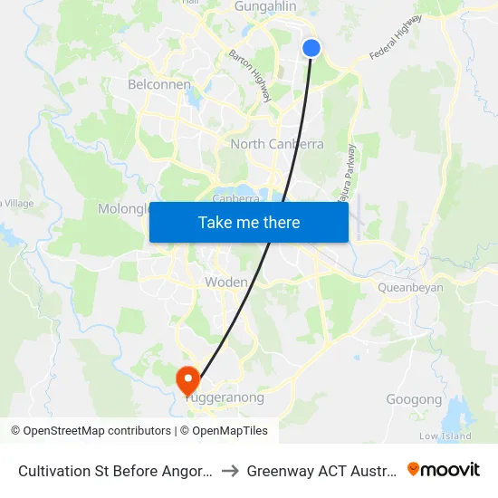 Cultivation St Before Angora St to Greenway ACT Australia map
