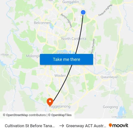 Cultivation St Before Tanami St to Greenway ACT Australia map