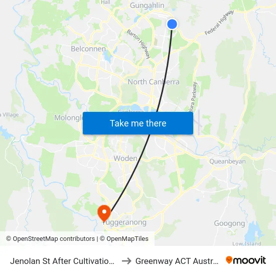 Jenolan St After Cultivation St to Greenway ACT Australia map