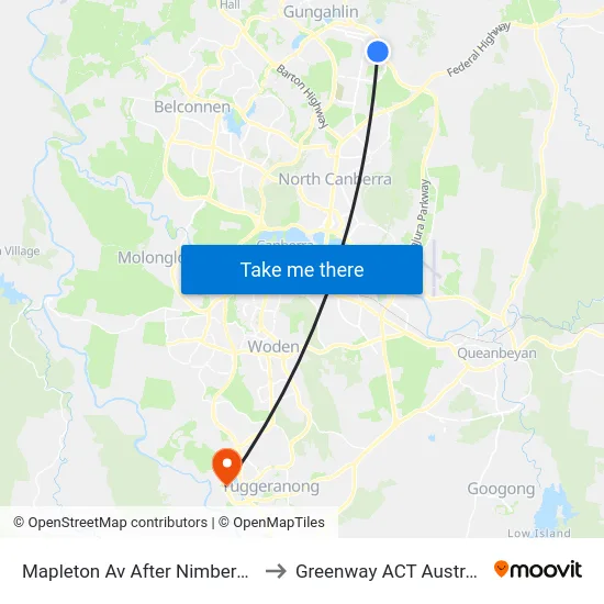 Mapleton Av After Nimbera St to Greenway ACT Australia map