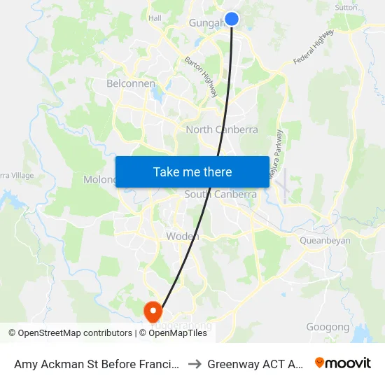 Amy Ackman St Before Francis Forde St to Greenway ACT Australia map