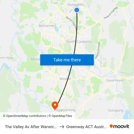 The Valley Av After Warwick St to Greenway ACT Australia map