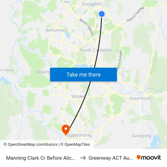 Manning Clark Cr Before Alice Crist St to Greenway ACT Australia map