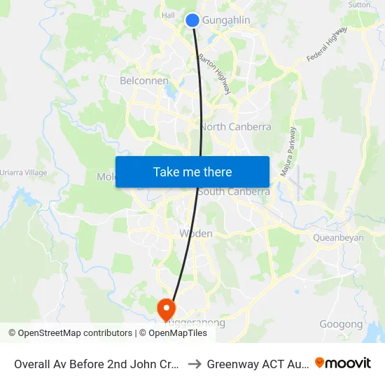 Overall Av Before 2nd John Crawford Cr to Greenway ACT Australia map