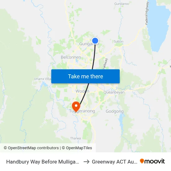 Handbury Way Before Mulligans Flat Rd to Greenway ACT Australia map