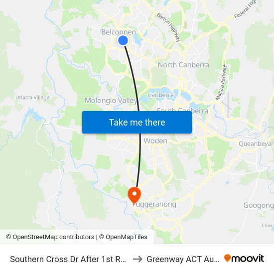 Southern Cross Dr After 1st Ratcliffe St to Greenway ACT Australia map