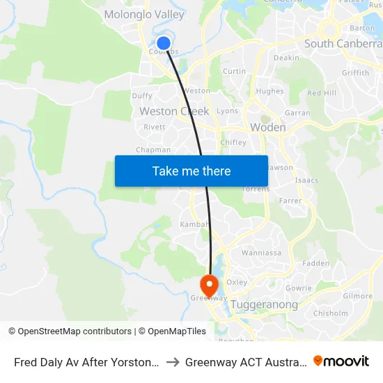 Fred Daly Av After Yorston St to Greenway ACT Australia map