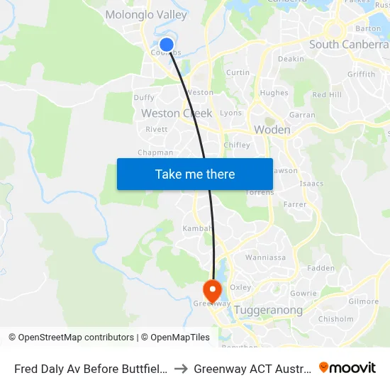 Fred Daly Av Before Buttfield St to Greenway ACT Australia map