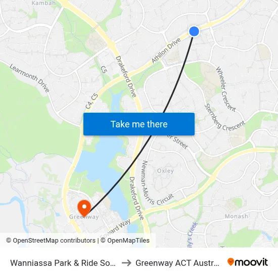 Wanniassa Park & Ride South to Greenway ACT Australia map