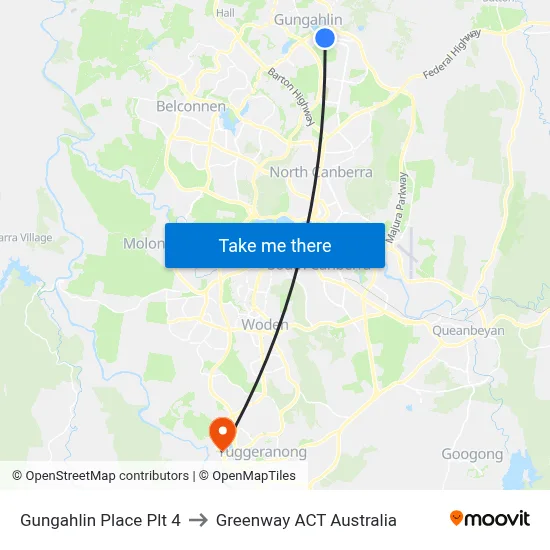 Gungahlin Place Plt 4 to Greenway ACT Australia map