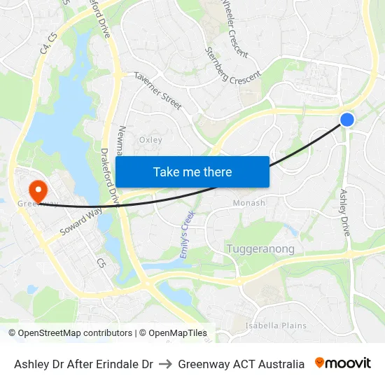 Ashley Dr After Erindale Dr to Greenway ACT Australia map