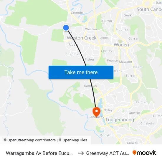 Warragamba Av Before Eucumbene Dr to Greenway ACT Australia map