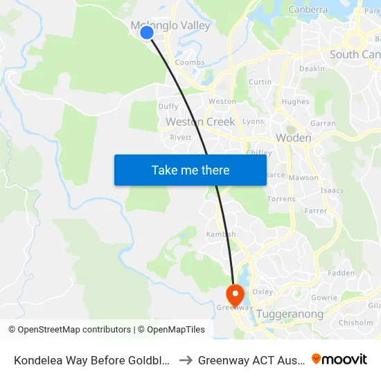 Kondelea Way Before Goldbloom St to Greenway ACT Australia map