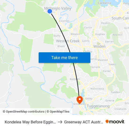 Kondelea Way Before Eggins St to Greenway ACT Australia map
