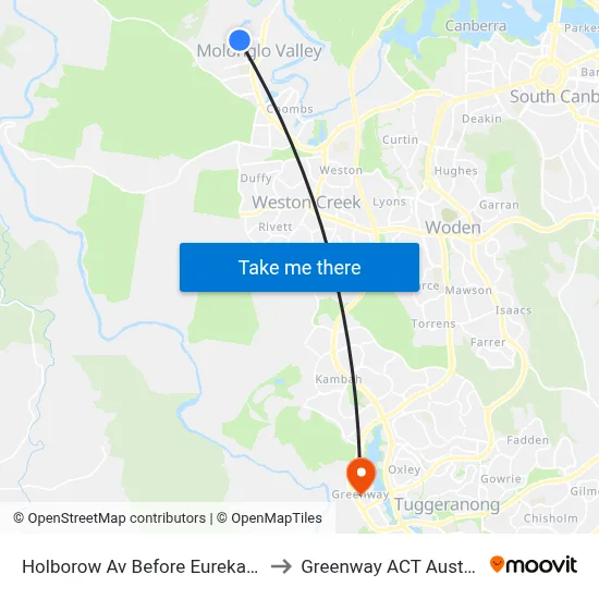 Holborow Av Before Eureka Way to Greenway ACT Australia map
