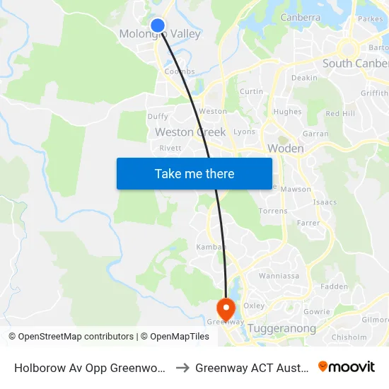 Holborow Av Opp Greenwood St to Greenway ACT Australia map