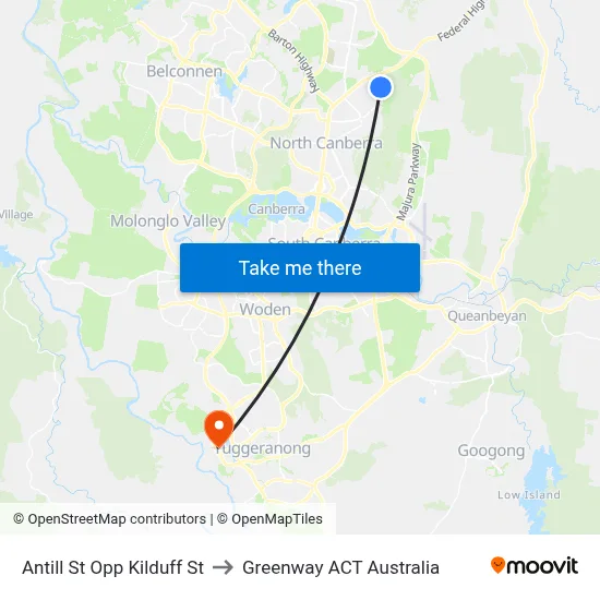 Antill St Opp Kilduff St to Greenway ACT Australia map
