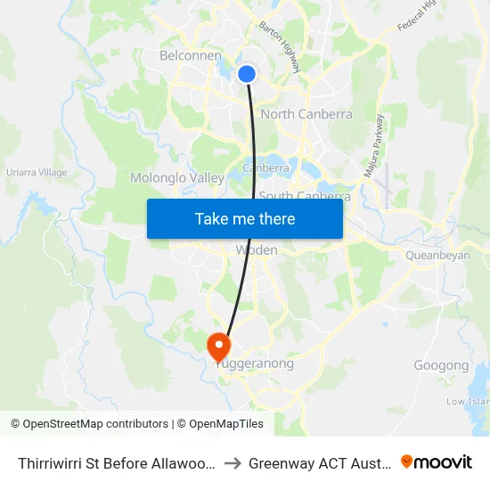 Thirriwirri St Before Allawoona St to Greenway ACT Australia map