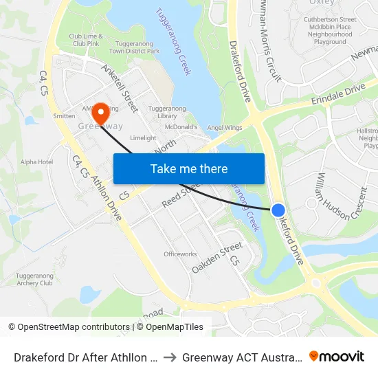 Drakeford Dr After Athllon Dr to Greenway ACT Australia map