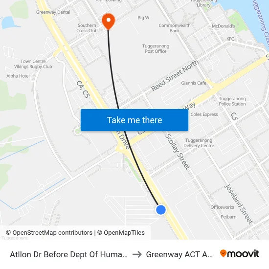 Atllon Dr Before Dept Of Human Services to Greenway ACT Australia map