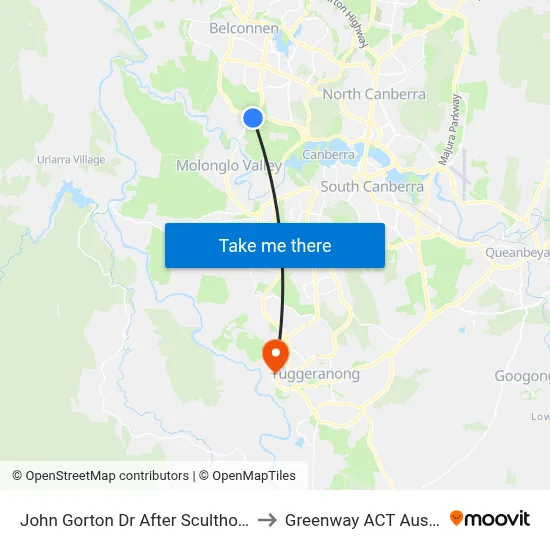 John Gorton Dr After Sculthorpe Av to Greenway ACT Australia map