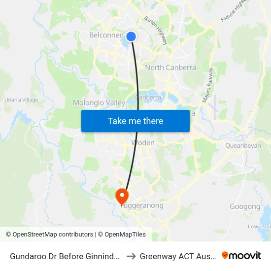 Gundaroo Dr Before Ginninderra Dr to Greenway ACT Australia map