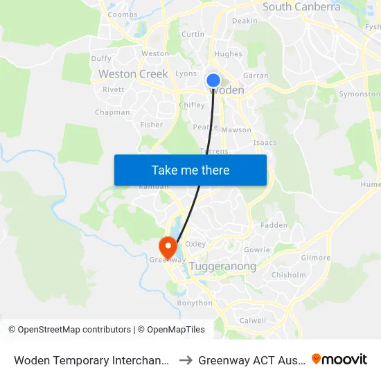 Woden Temporary Interchange Plt 2 to Greenway ACT Australia map