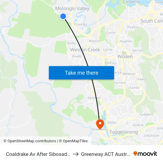 Coaldrake Av After Sibosado St to Greenway ACT Australia map