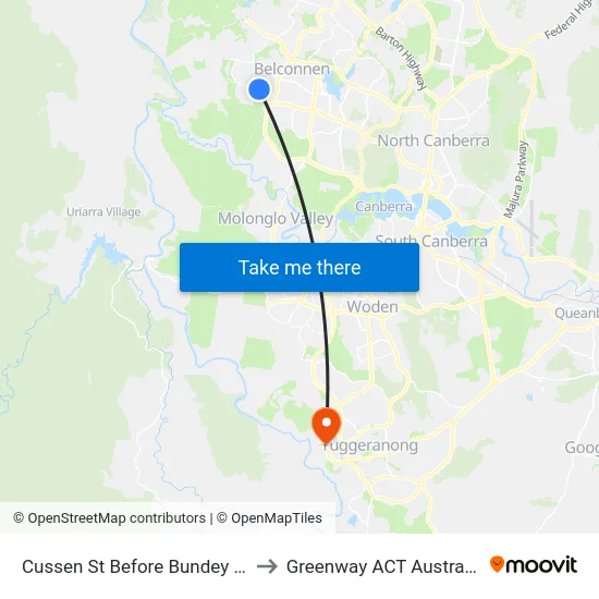 Cussen St Before Bundey St to Greenway ACT Australia map