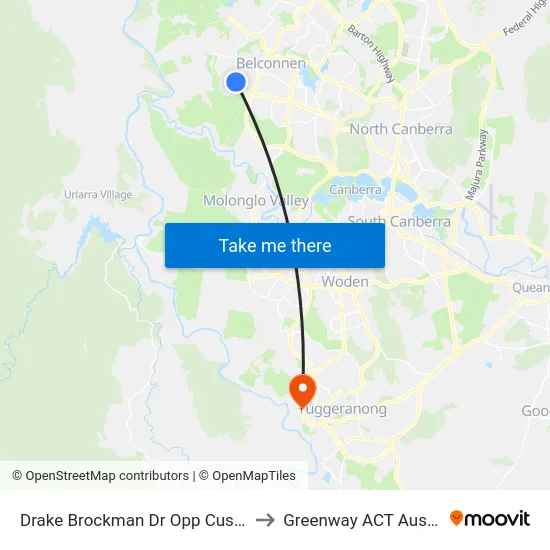 Drake Brockman Dr Opp Cussen St to Greenway ACT Australia map