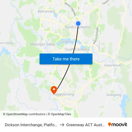 Dickson Interchange, Platform 2 to Greenway ACT Australia map