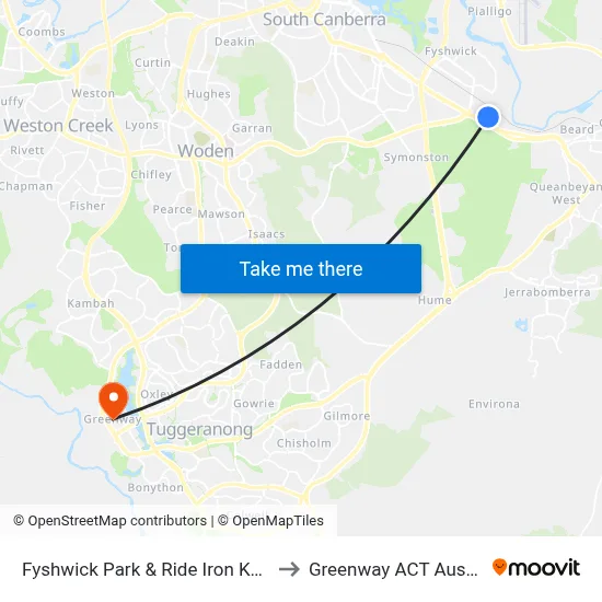 Fyshwick Park & Ride Iron Knob St to Greenway ACT Australia map