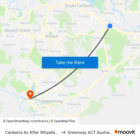 Canberra Av After Whyalla St to Greenway ACT Australia map