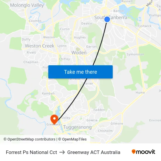 Forrest Ps National Cct to Greenway ACT Australia map