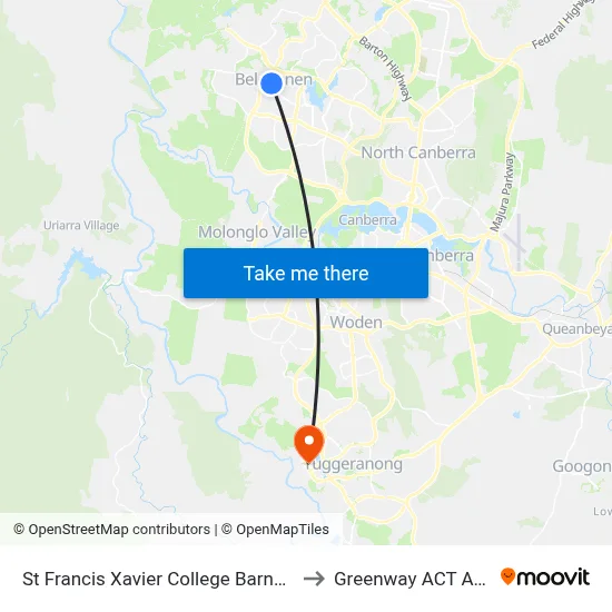 St Francis Xavier College Barnard Cct Sso to Greenway ACT Australia map
