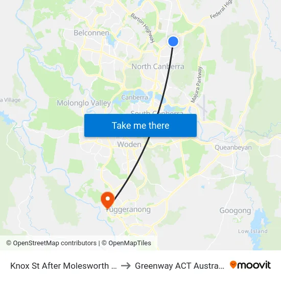 Knox St After Molesworth St to Greenway ACT Australia map