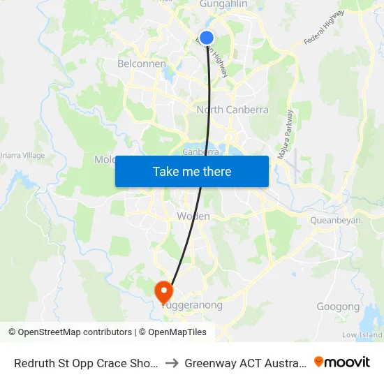 Redruth St Opp Crace Shops to Greenway ACT Australia map