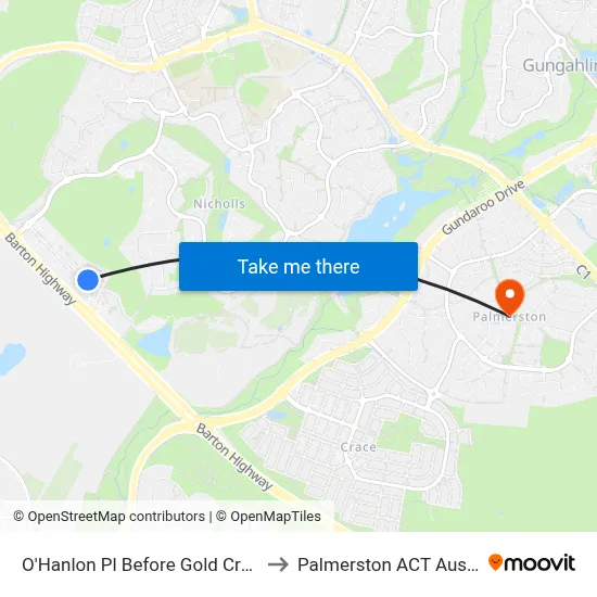O'Hanlon Pl Before Gold Creek Rd to Palmerston ACT Australia map