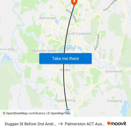 Duggan St Before 2nd Andrew Cr to Palmerston ACT Australia map