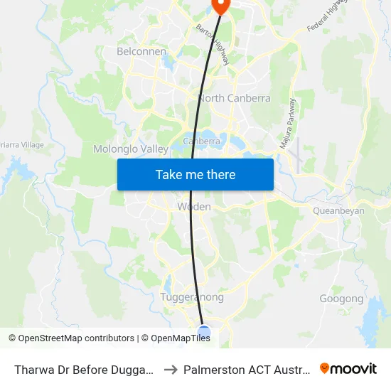 Tharwa Dr Before Duggan St to Palmerston ACT Australia map
