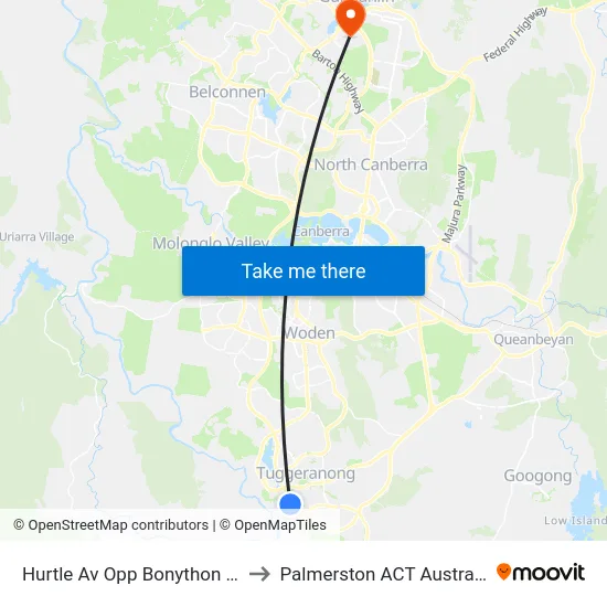 Hurtle Av Opp Bonython Ps to Palmerston ACT Australia map