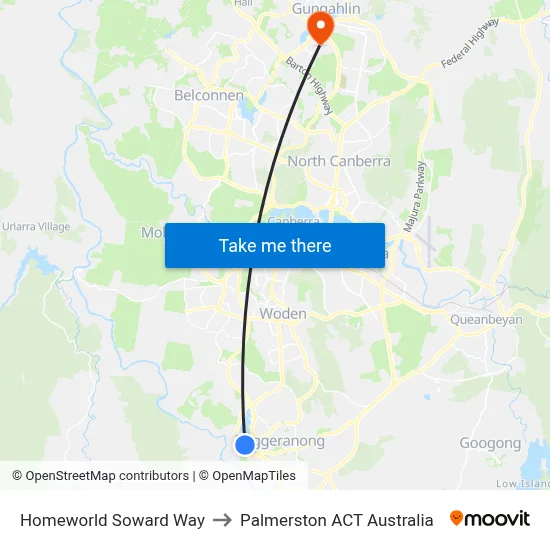 Homeworld Soward Way to Palmerston ACT Australia map