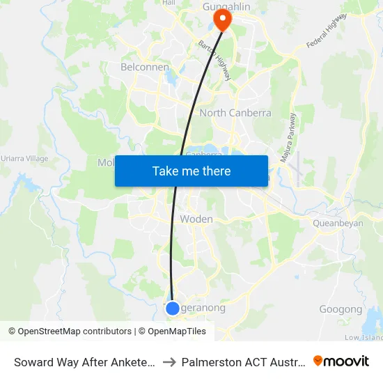 Soward Way After Anketell St to Palmerston ACT Australia map