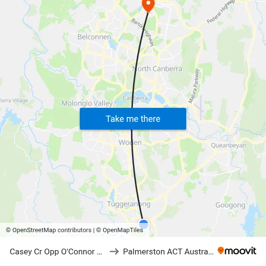 Casey Cr Opp O'Connor Cct to Palmerston ACT Australia map