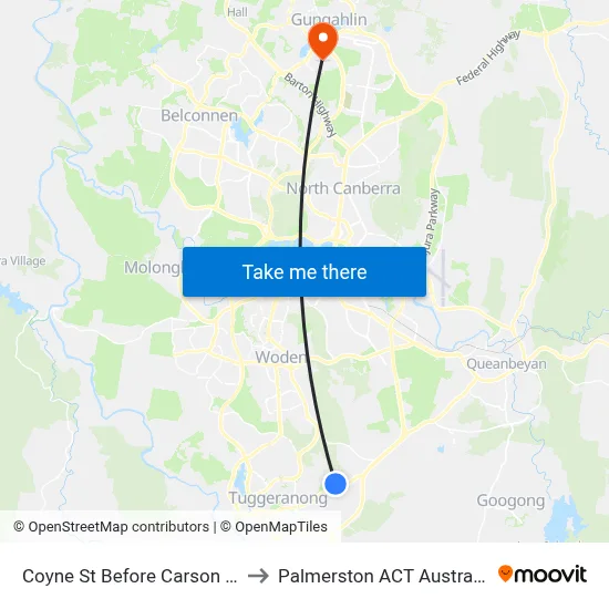 Coyne St Before Carson St to Palmerston ACT Australia map