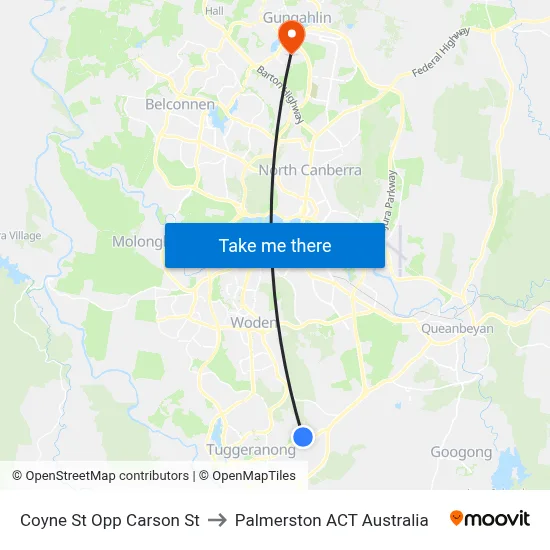 Coyne St Opp Carson St to Palmerston ACT Australia map