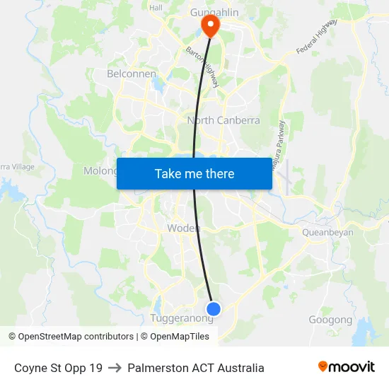 Coyne St Opp 19 to Palmerston ACT Australia map